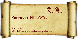 Kosaras Milán névjegykártya