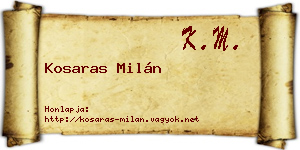 Kosaras Milán névjegykártya