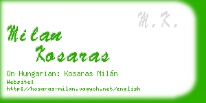 milan kosaras business card
