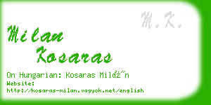 milan kosaras business card